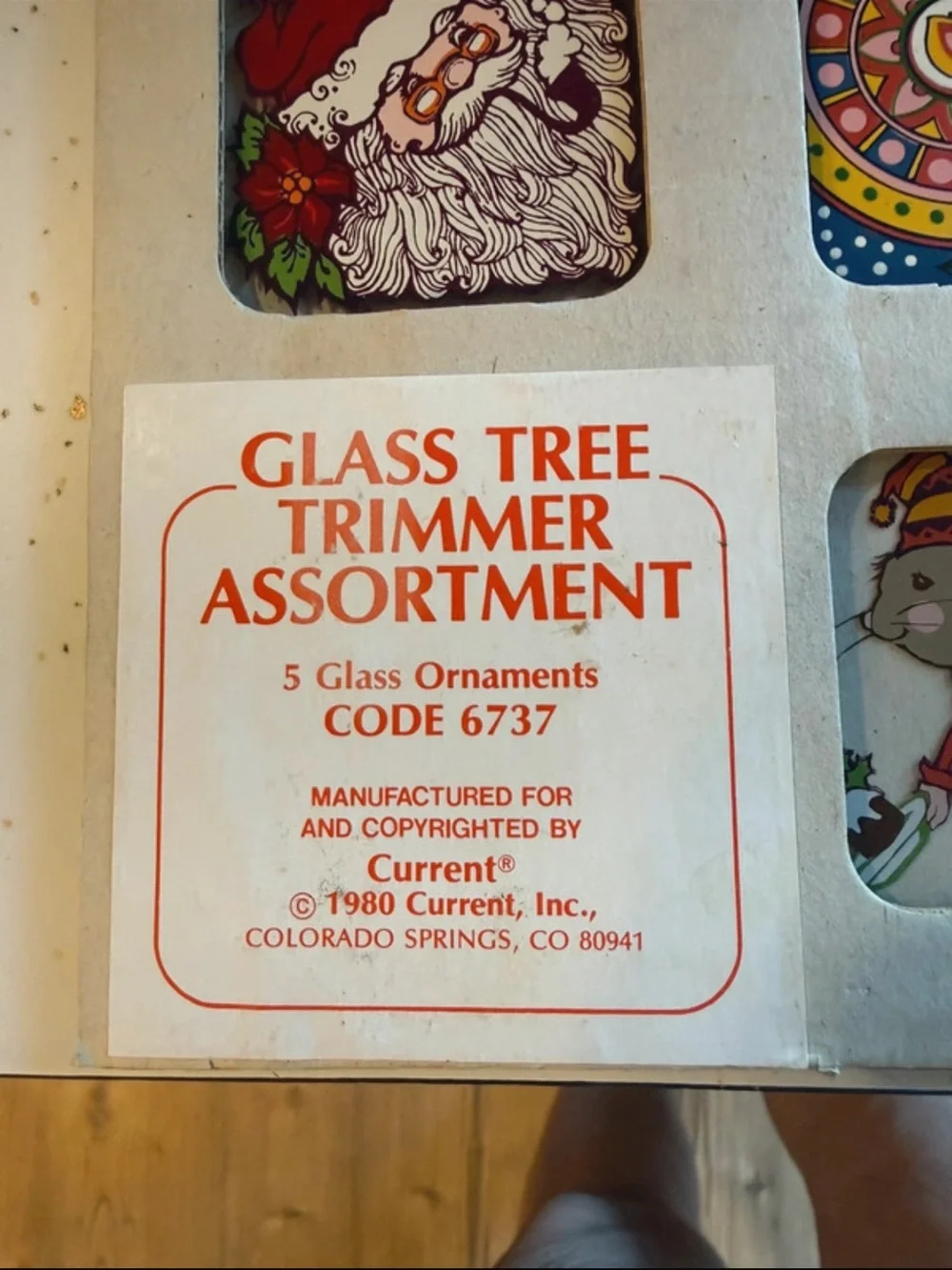 Vintage 1980 Current Inc Glass Christmas Ornaments Set of 5 Code 6737